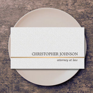 Minimalist Texture White Faux Gold Line Attorney Business Card