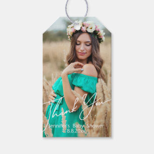 minimalist thank you baby shower photo gift tags