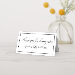 Minimalist Thank You Black White Elegant Wedding Place Card