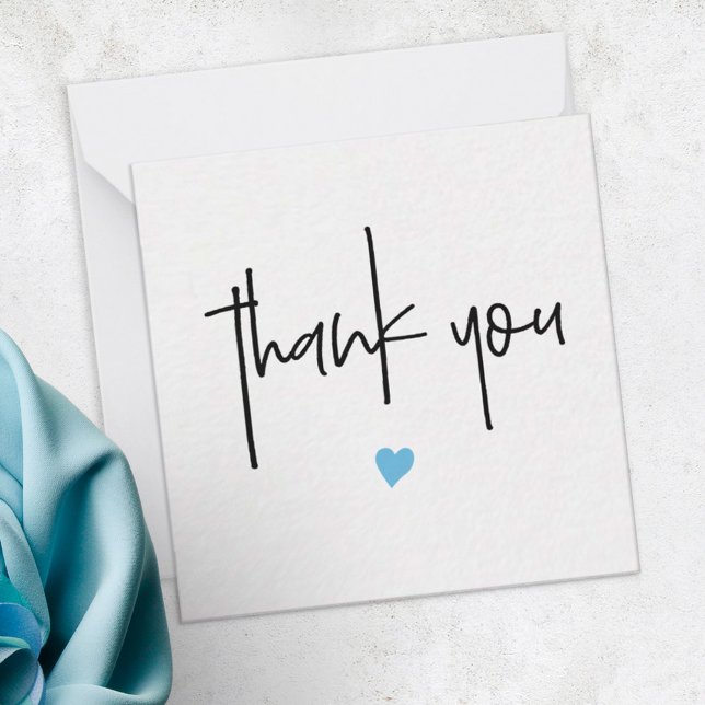 Minimalist Thank You Blue Heart Compact Card (Creator Uploaded)
