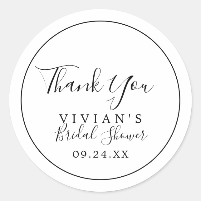 Minimalist Thank You Bridal Shower Favour Sticker (Front)