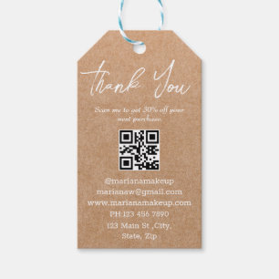 minimalist thank you business qr code kraft chic gift tags