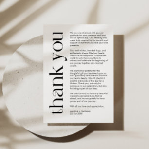 Minimalist thank you card with bold typography