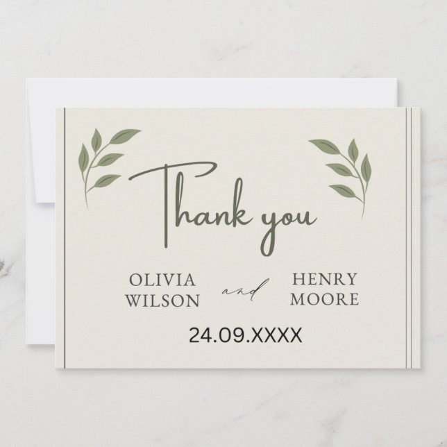 Minimalist Thank You Favour Box Card (Front)