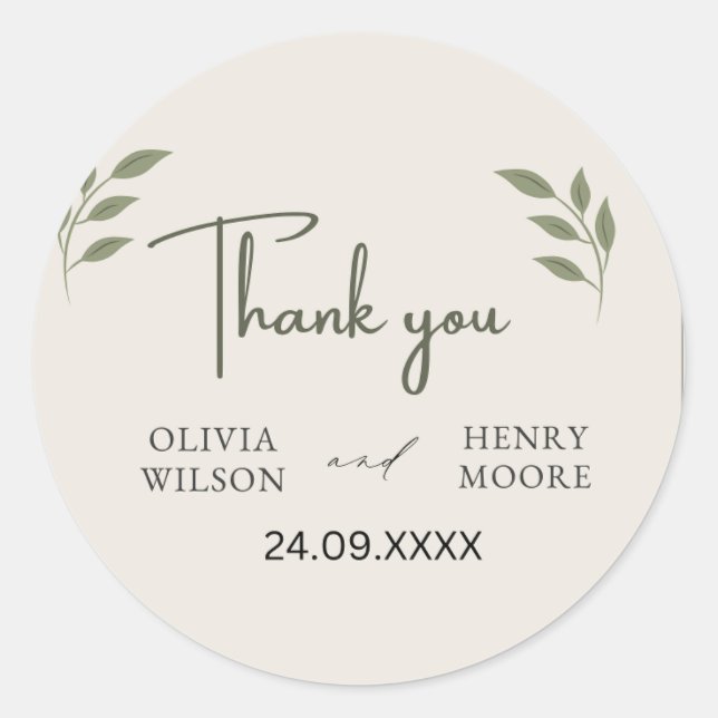 Minimalist Thank You Favour Box Classic Round Sticker (Front)