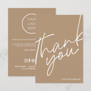Minimalist Thank You for Your Purchase Business Card
