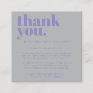 Minimalist Thank You Lavender Silver Enclosure Card