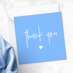 Minimalist Thank You Mid Blue Heart Compact Card