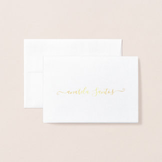 Minimalist Thank You Name Chic Script Simple Gold Foil Card