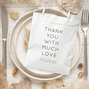 Minimalist Thank You Names Date Wedding Favour Bag