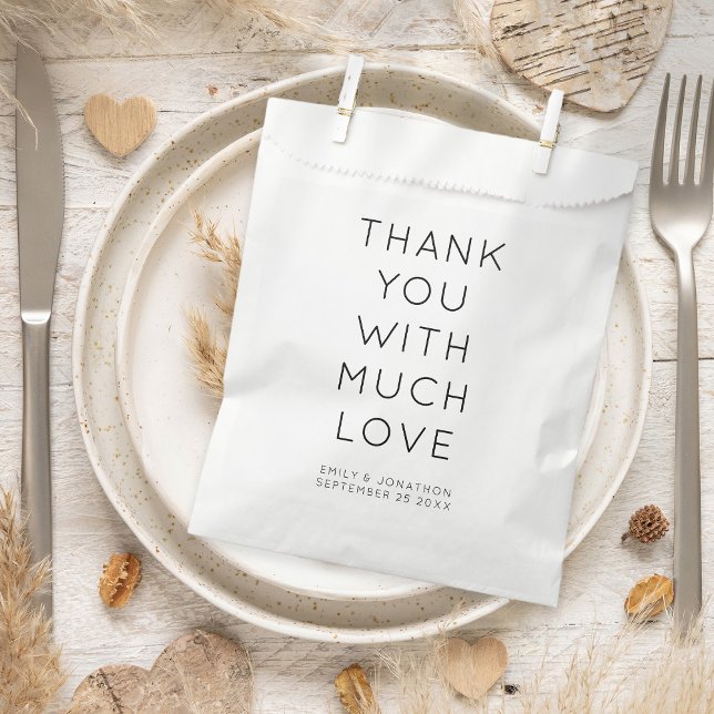 Minimalist Thank You Names Date Wedding Favour Bag (Creator Uploaded)