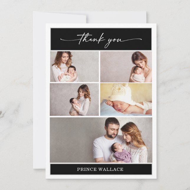 Minimalist Thank You Photo Baby Announcement Card (Front)