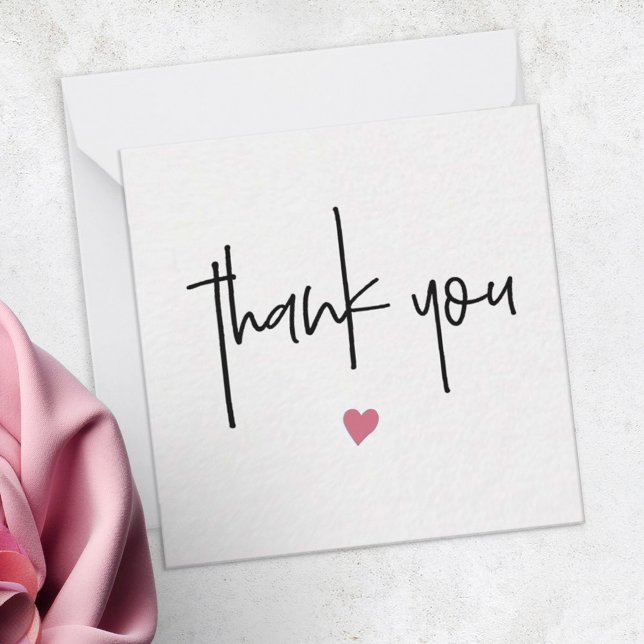 Minimalist Thank You Pink Heart Compact Note Card (Creator Uploaded)