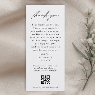 Minimalist Thank You Place Card with QR Code