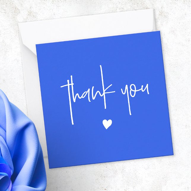 Minimalist Thank You Royal Blue Heart Compact Card (Creator Uploaded)
