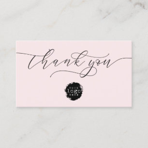 Minimalist Thank You Script Heart Small Branding Business Card