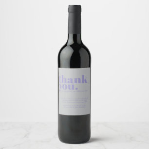 Minimalist Thank You simple elegant Lavender Silve Wine Label