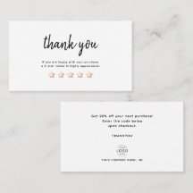 Minimalist Thank You Small Business Discount Card