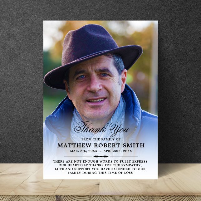 Minimalist Thank You Sympathy Funeral PHOTO (Creator Uploaded)