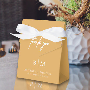 Minimalist Thank You Wedding Mustard Yellow Favour Box