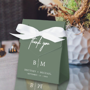Minimalist Thank You Wedding Sage Green Favour Box