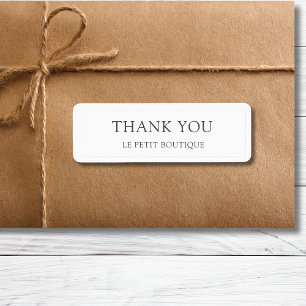 Minimalist Thank You White Business Label Return Address Label