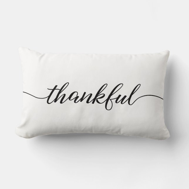 Minimalist Thankful Modern Script Lumbar Cushion (Front)