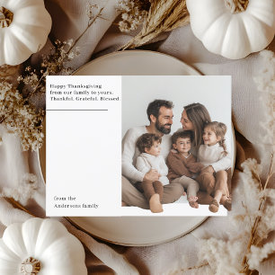 Minimalist Thanksgiving Family Photo Thankful Postcard