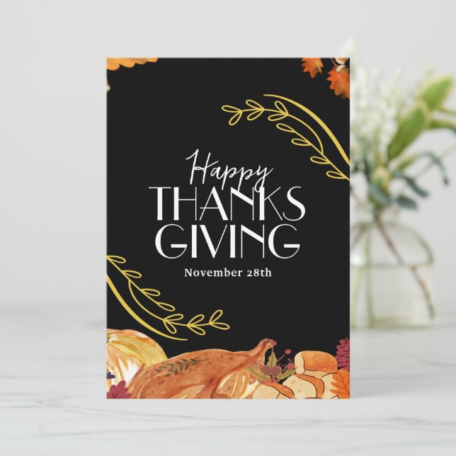 Minimalist Thanksgiving Invitation, Holiday Dinner Invitation (Standing Front)