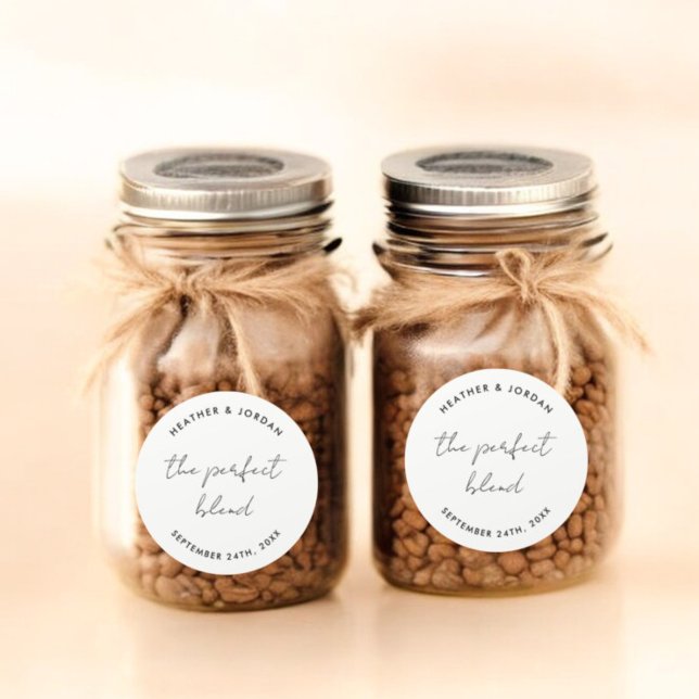 Minimalist The Perfect Blend Wedding Favour Classic Round Sticker (Creator Uploaded)