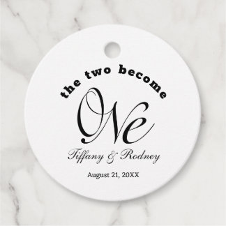 Minimalist The Two Become One Wedding Favour Tags