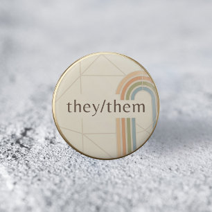 Minimalist They/Them Pronoun LGBTQ Pride Pin
