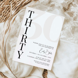 Minimalist Thirty 30th Birthday Party Invitation