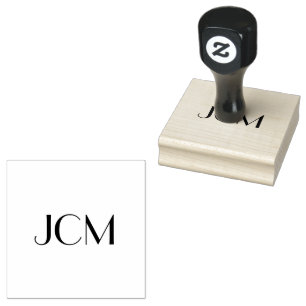 Minimalist Three Letter Monogram Initials Rubber Stamp