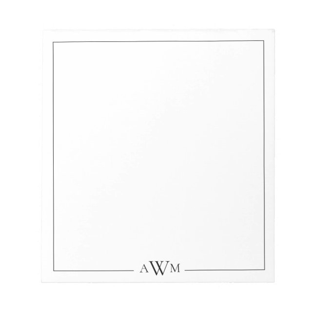 Minimalist Three Letter Monogram Notepad (Front)