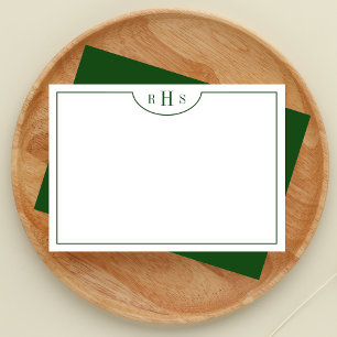Minimalist Three Monogram One Border Green Card