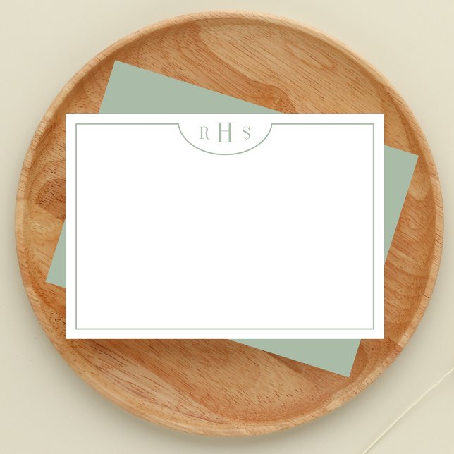 Minimalist Three Monogram One Border | Sage Green Card (Creator Uploaded)