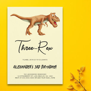 Minimalist Three-Rex Dinosaur Birthday Party Invitation