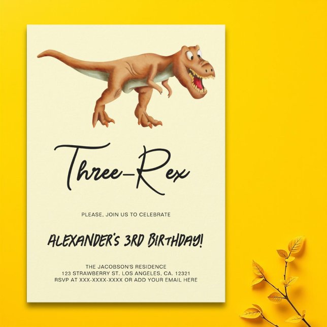 Minimalist Three-Rex Dinosaur Birthday Party Invitation (Creator Uploaded)