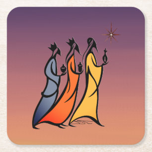Minimalist Three Wise Men Square Paper Coaster