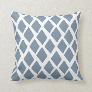 Minimalist Tile Diamond Pattern Blue Cushion