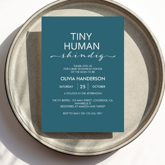  Minimalist Tiny Human Shindig Baby Shower Invitation (Creator Uploaded)