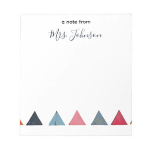 Minimalist Tiny Traingles Custom Teacher Gift  Notepad