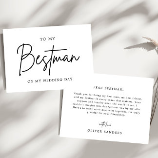 Minimalist To My Bestman On My Wedding Day Thank You Card
