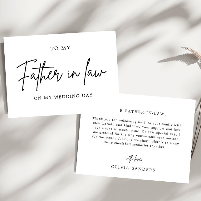 Minimalist To My Father In Law On My Wedding Day Thank You Card (Creator Uploaded)