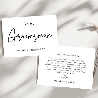 Minimalist To My Groomsman On My Wedding Day Thank You Card