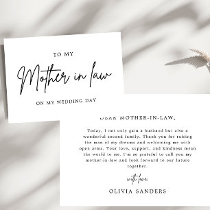 Minimalist To My Mother In Law On My Wedding Day Thank You Card