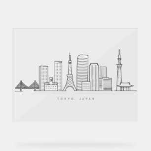 Minimalist Tokyo Skyline Illustration Acrylic Sign