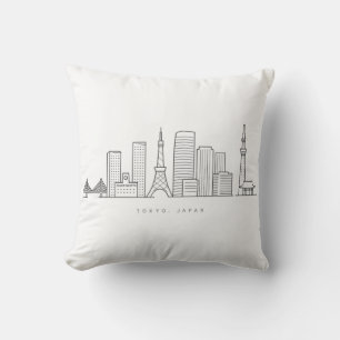 Minimalist Tokyo Skyline Illustration Cushion