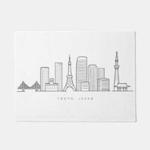 Minimalist Tokyo Skyline Illustration Doormat